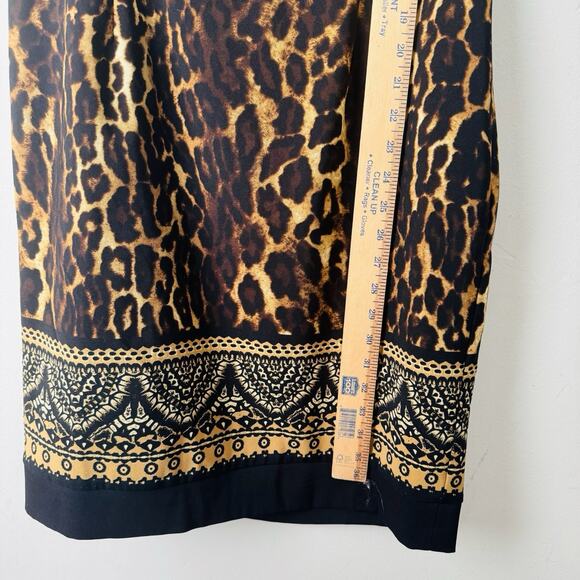 Cleo Square Neck Sleeveless Brown Leopard Print Dress Women’s Size 4 - Picture 5 of 11